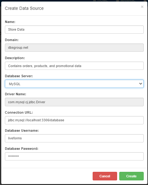 Create Data SOurce Interface