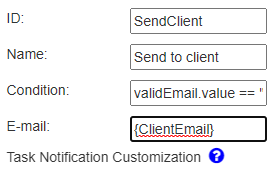 Properties of an Email task