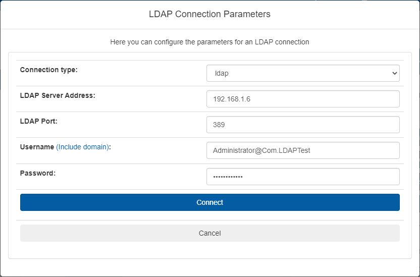 Configuration for the LDAP connection