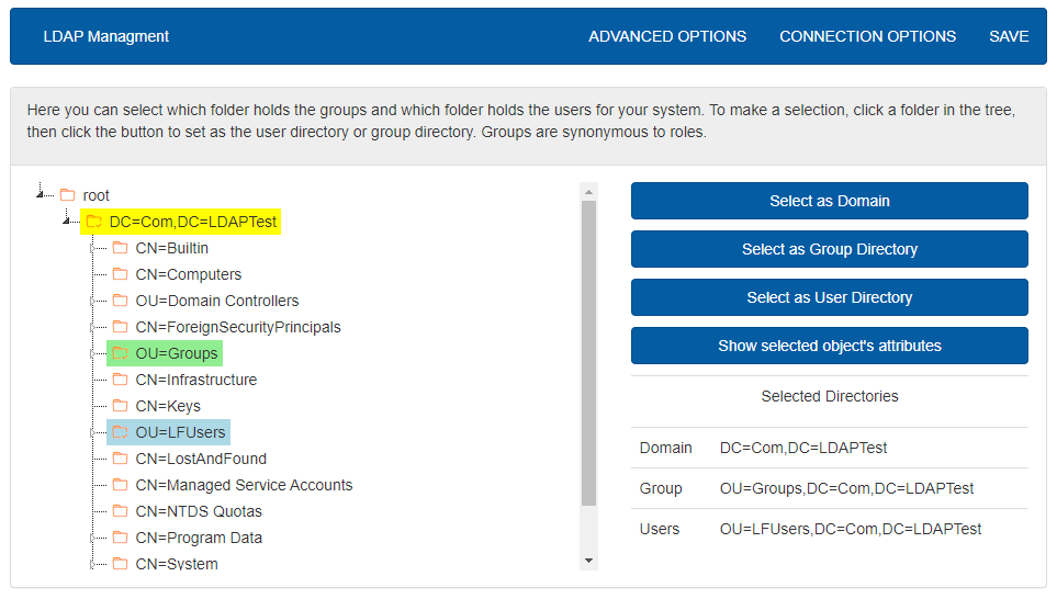 LDAP Management Interface